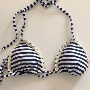Kovey Striped Triangle Bikini Top